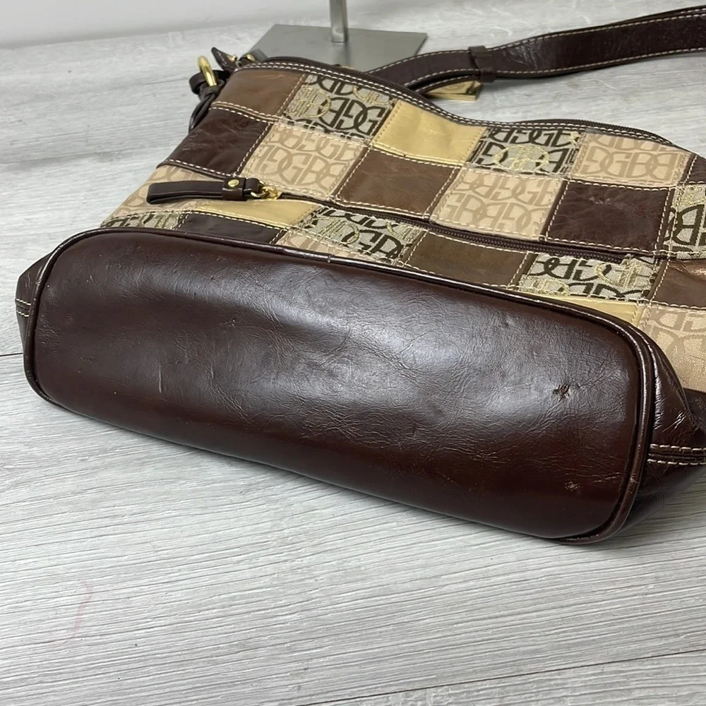 VINTAGE Giani Bernini Brown and Gold Patchwork Leather Hobo Shoulder bag